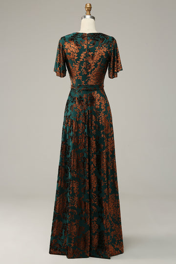 Burnout Velvet Dark Green Floor Length Dress